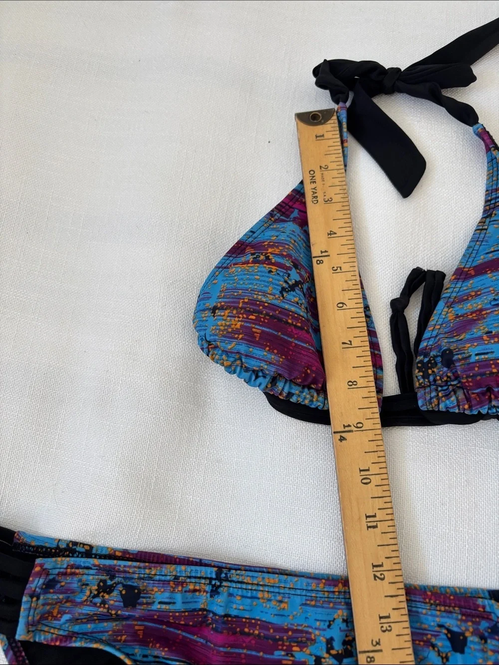 Oakley Blue & Purple Abstract Printed Bikini Set with Black Trim -416sku